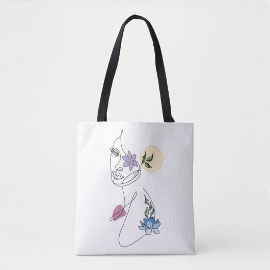 'Reflection on Life' Woman's Face Line Drawing Bag Tote Bag (Voorkant)