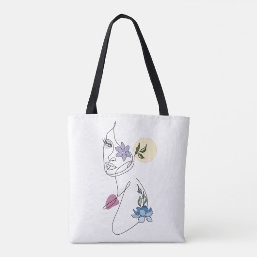 'Reflection on Life' Woman's Face Line Drawing Bag Tote Bag (Achterkant)