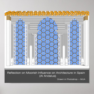 Reflection op Moorish Architecture in Spanje Poster