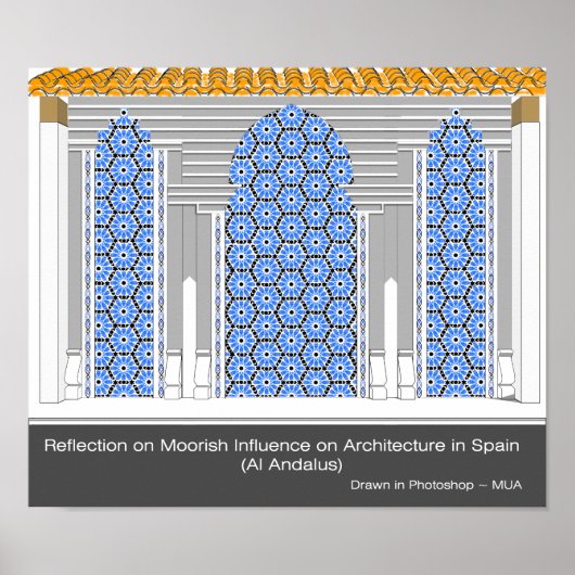 Reflection op Moorish Architecture in Spanje Poster (Voorkant)