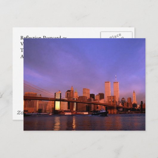 Reflection PC Twin Towers World Trade Center NYC Briefkaart (Voorkant / Achterkant)
