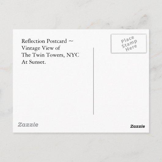 Reflection PC Twin Towers World Trade Center NYC Briefkaart (Achterkant)