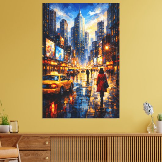 Reflections at Dusk – Luxury Urban Canvas Art (Insitu (Woonkamer))