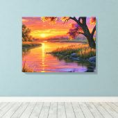 Reflections of a Violet Dusk Canvas Afdruk (Insitu (Houten vloer))