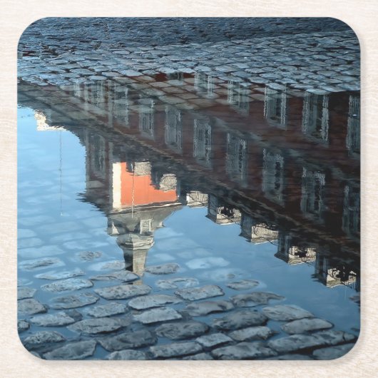 Reflejo en un charco de la Plaza Mayor de Madrid Kartonnen Onderzetters (Voorkant)