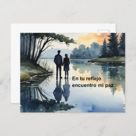 Reflejos en el Agua: Ilustración Minimalista en Ac Feestdagenkaart