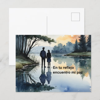Reflejos en el Agua: Ilustración Minimalista en Ac Feestdagenkaart