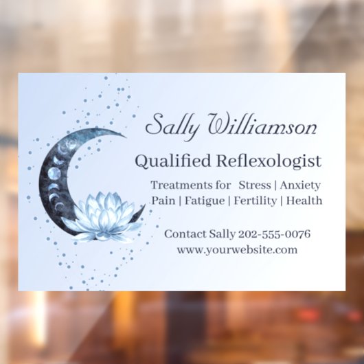 Reflexologie Blauwe Lotus Bloem Maan Aanbieding Raamsticker (Vel 2)