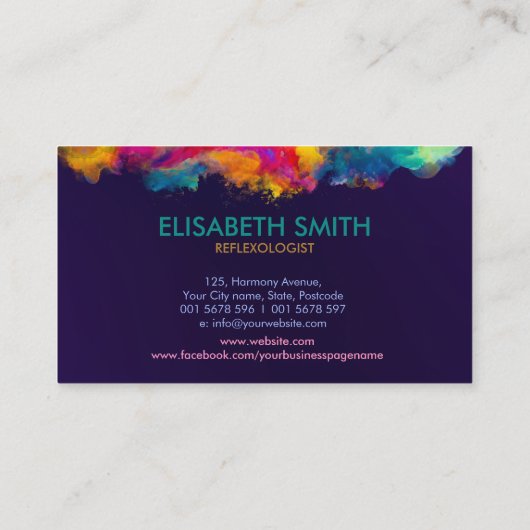 Reflexologie - Kleurrijke spiraal Visitekaartje (Achterkant)