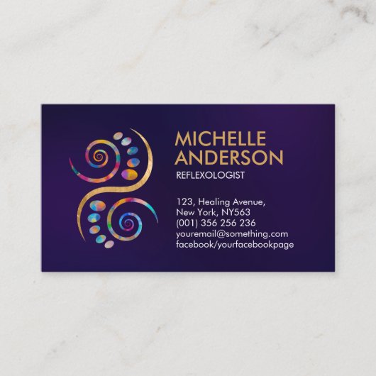Reflexologie - Kleurrijke Ying Yang symbool Visitekaartje (Voorkant)