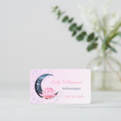 Reflexologie QR Code Roze Lotus Bloem Maan Visitekaartje (Staand voorkant)