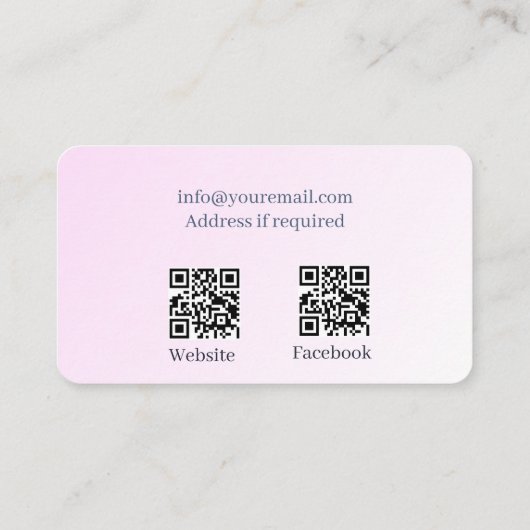 Reflexologie QR Code Roze Lotus Bloem Maan Visitekaartje (Achterkant)