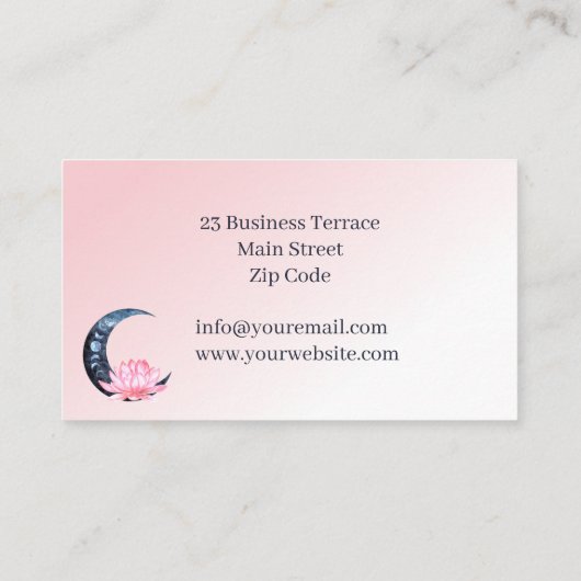 Reflexologie Roze Lotus Bloem Maan Visitekaartje (Achterkant)