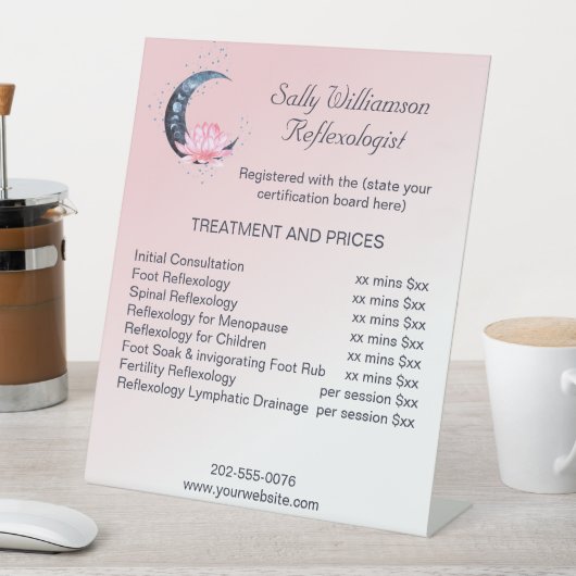 Reflexologie Roze Lotus Bloem Zakelijke Prijslijst Reclamebord Met Voetstuk (Insitu)