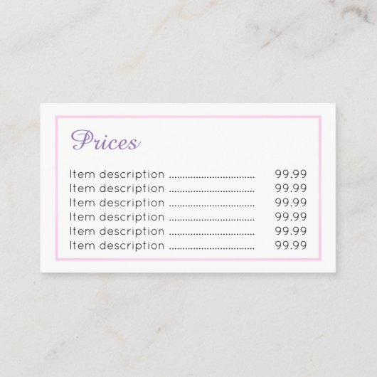 Reflexologist Price Visitekaartjes (Achterkant)