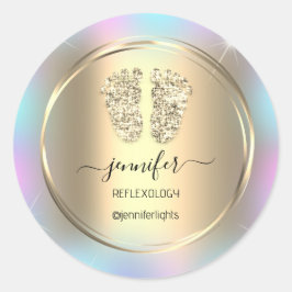 Reflexology Baby Feet Gold Holograph Gold Ronde Sticker