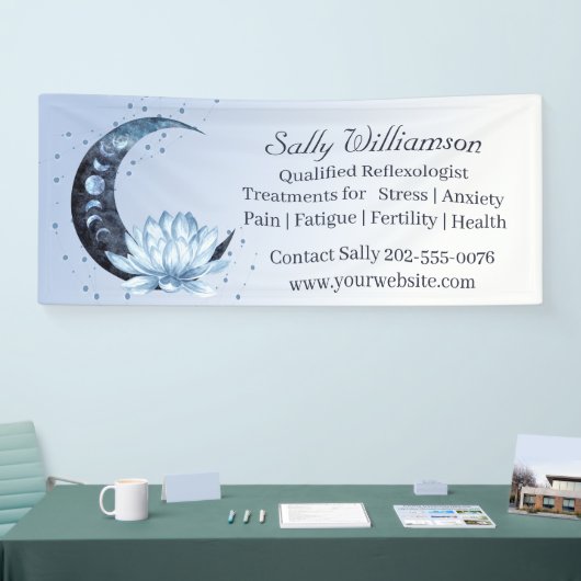 Reflexology Blue Lotus Flower Moon Banner (Beurs)