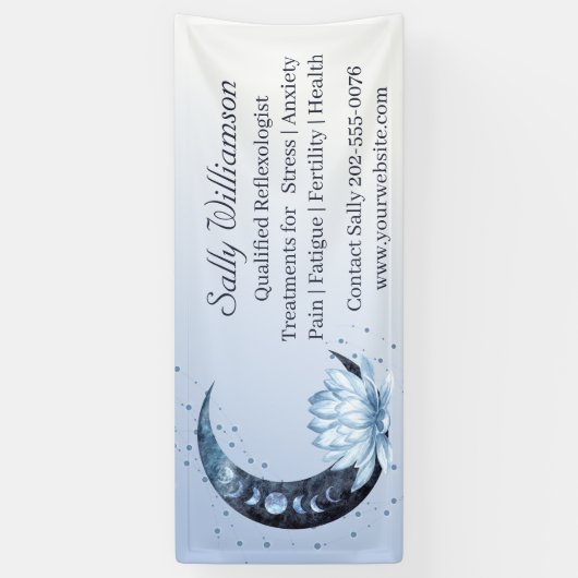 Reflexology Blue Lotus Flower Moon Banner (Verticaal)