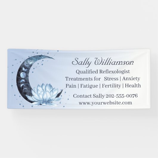 Reflexology Blue Lotus Flower Moon Banner (Horizontaal)