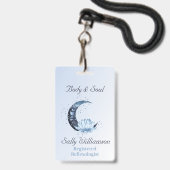 Reflexology Blue Lotus Flower Moon Business Badge (Front with Lanyard)