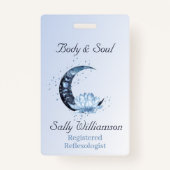 Reflexology Blue Lotus Flower Moon Business Badge (Voorkant)