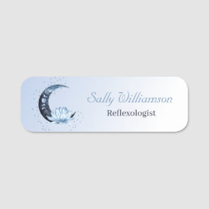 Reflexology Blue Lotus Flower Moon Business Naamplaatje