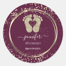 Reflexology Feet Confetti Gold Glitter Marsala