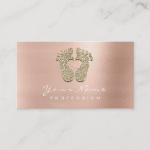 Reflexology Massage Therapist Feet Pink Rose Gold Visitekaartje