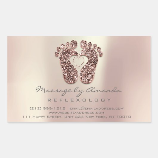 Reflexology Massage Therapy Feet Copper Roos RSVP Rechthoekige Sticker (Voorkant)