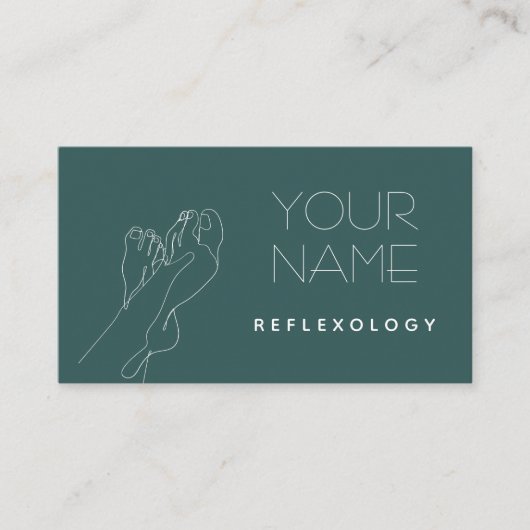 Reflexology Massage Therapy Feet Line Art Olive Visitekaartje (Voorkant)