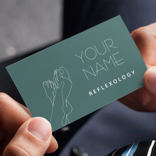 Reflexology Massage Therapy Feet Line Art Olive Visitekaartje