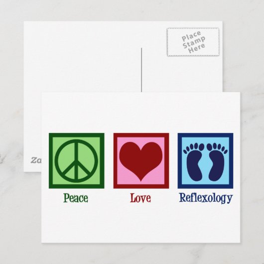 Reflexology Peace Love Briefkaart (Voorkant / Achterkant)