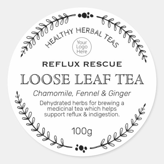 Reflux Rescue Kruidenthee Logo Labels (Voorkant)