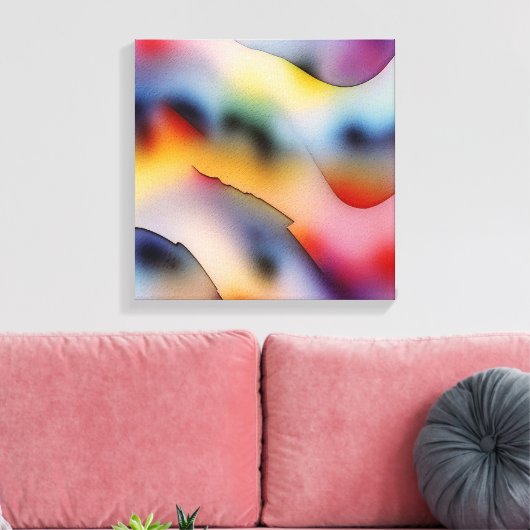 "Refracted Waves" hedendaagse Abstracte kunst Canvas Afdruk (Insitu (Woonkamer))