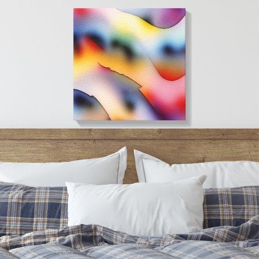 "Refracted Waves" hedendaagse Abstracte kunst Canvas Afdruk (Insitu (Slaapkamer))