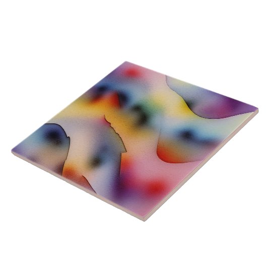 "Refracted Waves" hedendaagse Abstracte kunst Tegeltje (Zijkant)