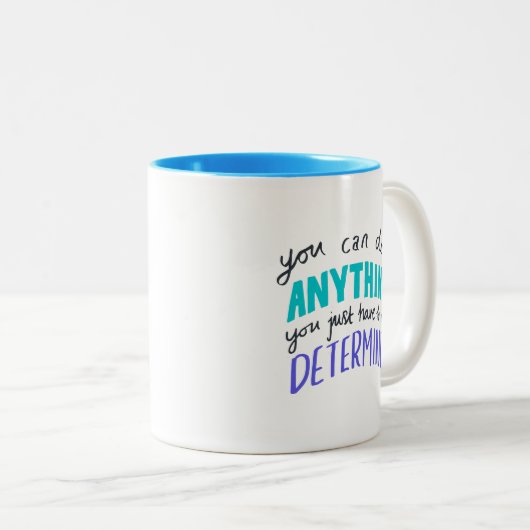 Refreshing Teal Purple You Can Do Anything Warm Tweekleurige Koffiemok (Voorkant rechts)