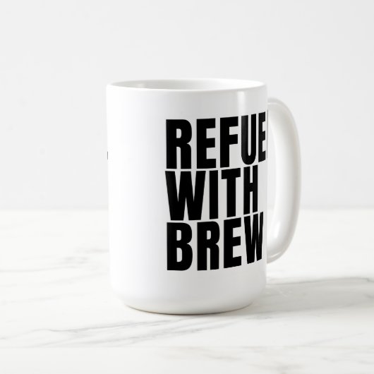Refuel zwarte koffie mok 15oz (Voorkant rechts)