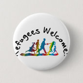 Refugees Welcome Ronde Button 5,7 Cm (Voorkant)