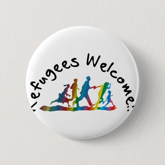 Refugees Welcome Ronde Button 5,7 Cm (Voorkant)
