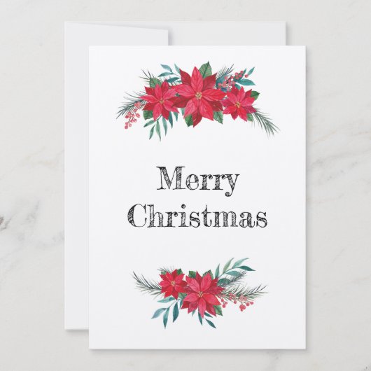 Refugio de invierno de Poinsettias Feestdagenkaart (Voorkant)