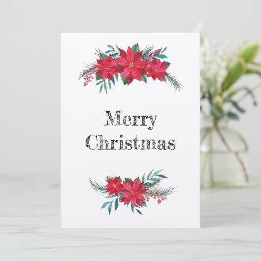 Refugio de invierno de Poinsettias Feestdagenkaart (Staand voorkant)
