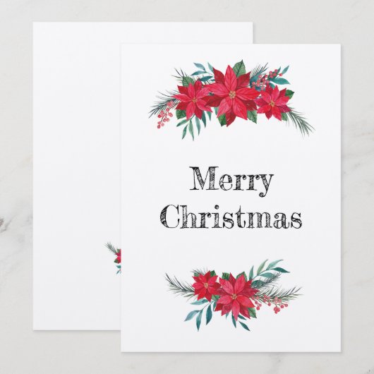 Refugio de invierno de Poinsettias Feestdagenkaart (Voorkant / Achterkant)