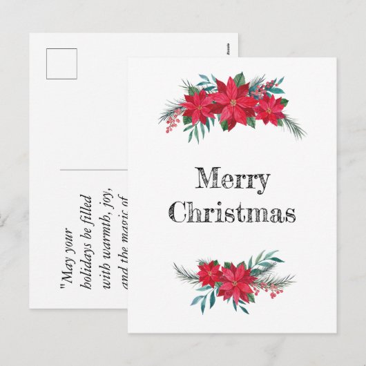 Refugio de invierno de Poinsettias Feestdagenkaart (Voorkant / Achterkant)