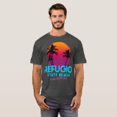 Refugio State Beach California Retro Wave 80s T-shirt (Voorkant volledig)
