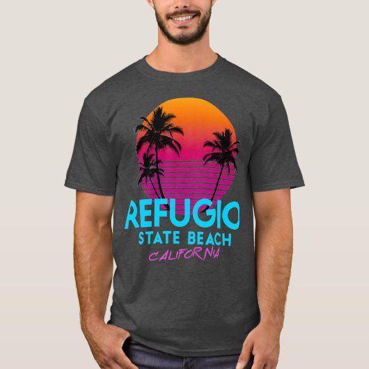 Refugio State Beach California Retro Wave 80s T-shirt (Voorkant)