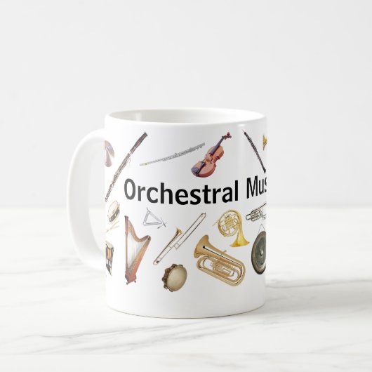 Reg. 11 oz. Mok Orchestrale instrumenten (Voorkant links)