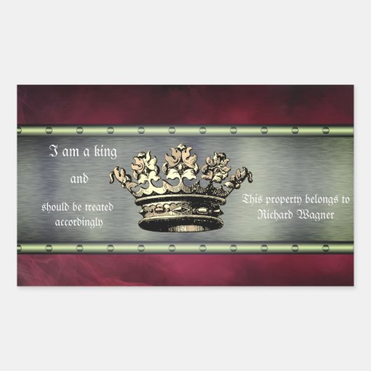 Regaal kroonontwerp voor de Uiteindelijk Belangheb Rechthoekige Sticker (Voorkant)