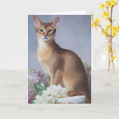 Regal Abyssinian – Painterly Cat Card Kaart (Gele Bloem)