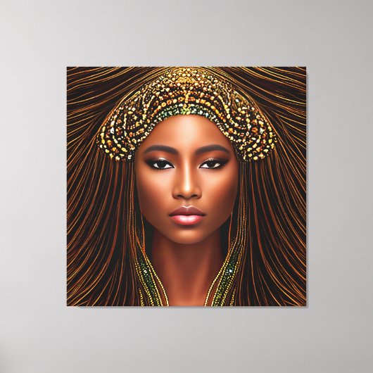 Regal African Beauty: Zwarte Geschiedenis vieren Canvas Afdruk (Voorkant)